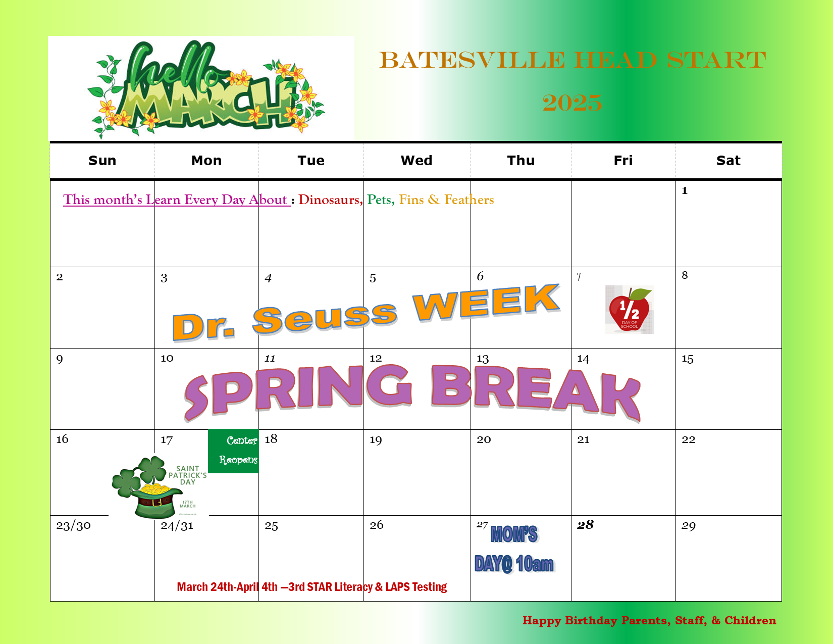 mar Calendar -Batesville